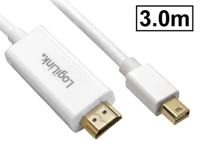 Kabel mini-DisplayPort->HDMI FullHD pasywny LogiLink biały 3m