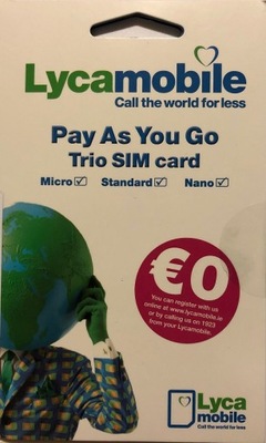 Karta sim LycaMobile IRLANDIA AKTYWOWANA