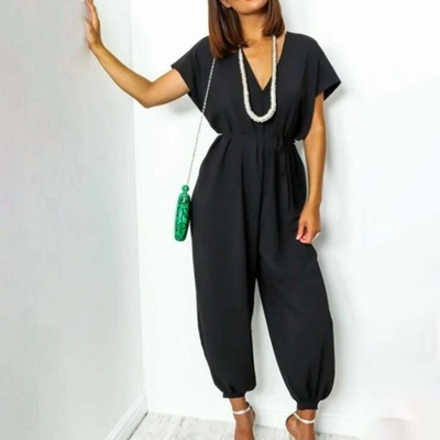 Womens Short Sleeves Jumpsuits V Neck Rompers Casu