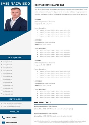 Edytowalny Szablon CV Word EKX - 6 kolorów, wzorów