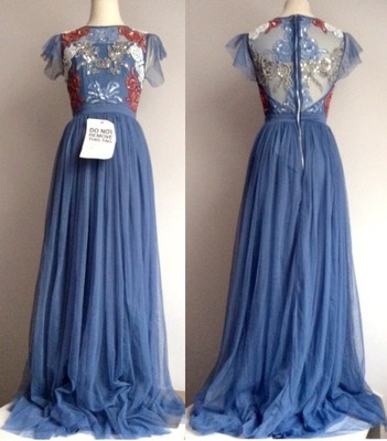 MAYA sukienka tiulowa cekinowa niebieska 32 34 XS