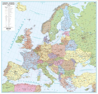 Europa mapa ścienna polityczna arkusz laminowany