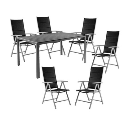 Zestaw mebli ogrodowych: 6 krzeseł MANY + 1 stół KAMPIS