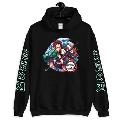 Bluza Czarna Kaptur Damska Anime DEMON SLAYER - L