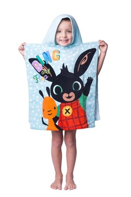 Poncho dla dzieci 50x115 Królik Bing ręcznik z kapturem niebieski króliczek
