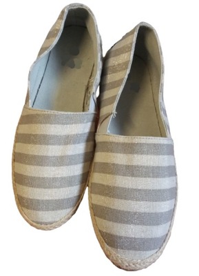 Espadryle damskie szare ze srebrną nitką r.37