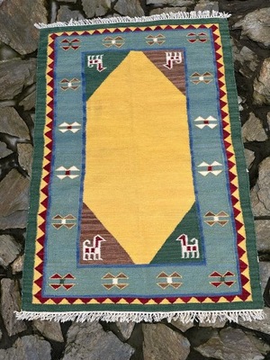 PIĘKNY KILIM ART DECO WEŁNA 190x127 cm