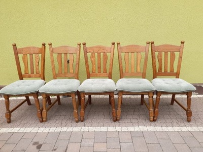 Komplet drewnianych krzeseł 5szt. dąb lite drewno