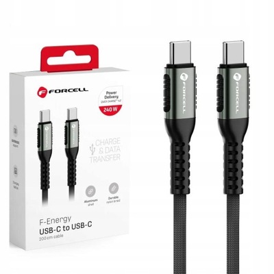 Kabel USB C do USB C Forcell QC4.0 PD 5A 240W Cafule 2 m C263 czarny