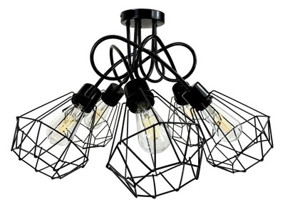 LAMPA WISZĄCA SUFITOWA LOFT LED 5X DIAMENT CZARNY