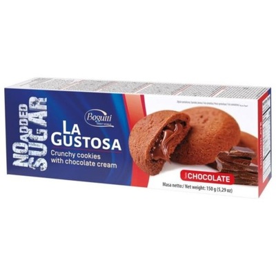 Ciastka kruche z kremem kakaowym bez CUKRU 150g. La Gustosa Bogutti