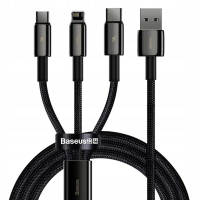 Kabel Baseus USB-A do Lightning microUSB USB-C 3w1