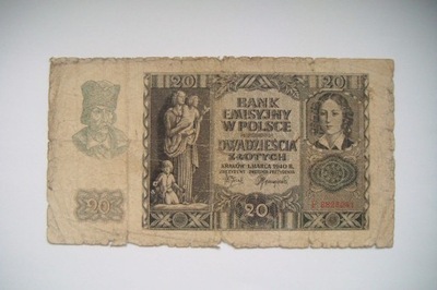 Banknot Polska 20 zł. 1940 r.