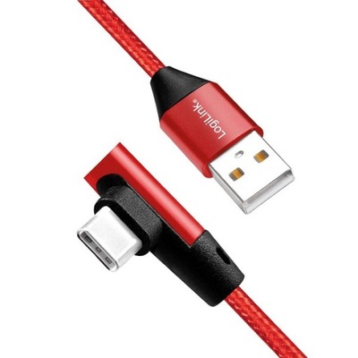 Kabel kątowy USB C - USB A w oplocie, prąd ładowania 3 A - długość 1 m