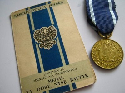 ODZNACZENIE MEDAL ZA ODRĘ NYSĘ BAŁTYK ORYGINALNY DOKUMENT NADANIA