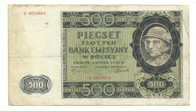 500 złotych 1940 GÓRAL seria B