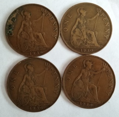 Wielka Brytania 1 penny Jerzy V 1930 1936 mała głowa
