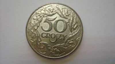 50 groszy 1938 GG niklowana ze znakiem stan 2+