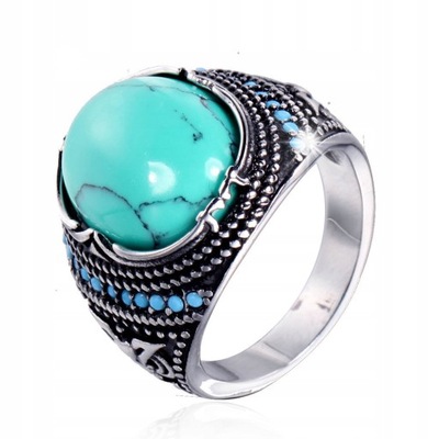 Sygnet UNISEX Turkusowy STALOWY 316L EU22 US10