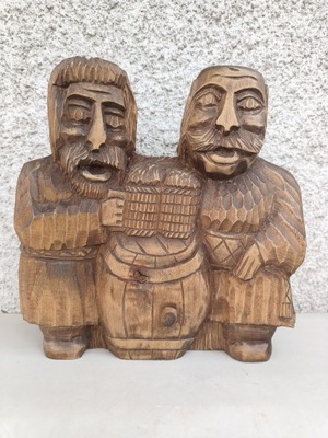 Figurka sztuka ludowa - Drewniana Piwosze - Sygnowana KP-Rzeźba