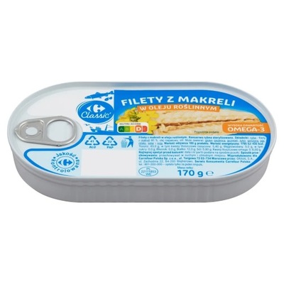 Carrefour Classic Filety z makreli w oleju 170 g Carrefour 0,17 kg