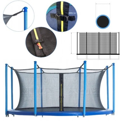 SIATKA DO TRAMPOLINY WEWNĘTRZNA OCHRONNA 12FT/8 SŁUPKÓW 366-374 CM