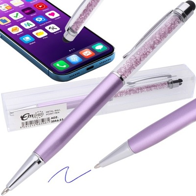Długopis z cyrkoniami Empen fioletowy i touch pen rysik