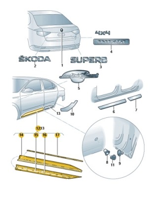 Молдинг защитная дверь lewo-przód skoda superb iii фото №1