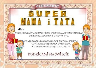 Certyfikat SUPER MAMA I TATA