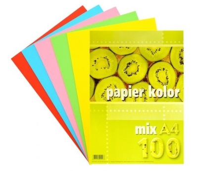 Papier Ksero, kolorowy A4, 100 kartek