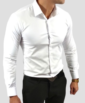Klasyczna koszula slim fit biała ESP06 - standard, S