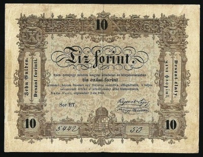 WĘGRY 10 FORINT 1848 P#S117 VF+ RZADKI !