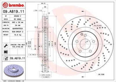 ДИСК ТОРМОЗНОЙ BREMBO BRE 09.A819.11