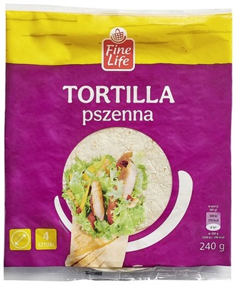 Fine Life Tortilla pszenna 4 x 60 g, 25 cm