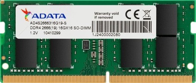 Pamięć do laptopa ADATA DDR4 SODIMM 4GB 2666MHz CL19 (AD4S2666J4G19-S)
