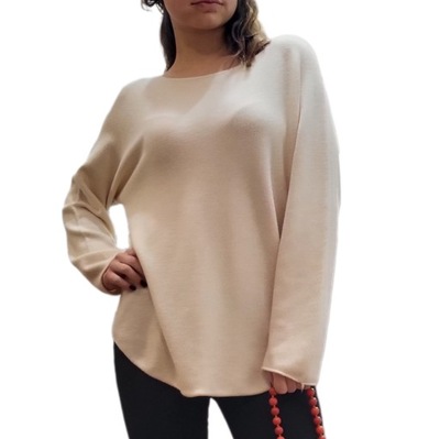 Sweter bluzka Włoska Szara Oversize BIAŁY/ KREMOWY