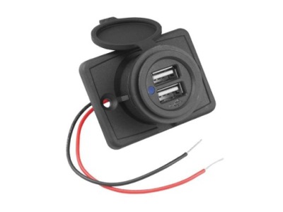 GNIAZDO ŁADOWARKA SAMOCHODOWA 2XUSB DO MONTAŻU