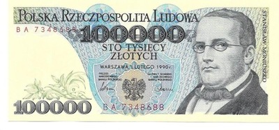 100000 zł seria BA 1990 r. UNC