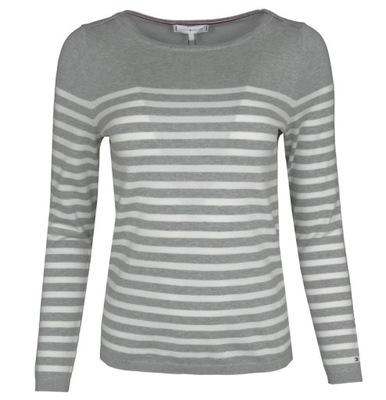 TOMMY HILFIGER sweter damski, bawełna, paski, M