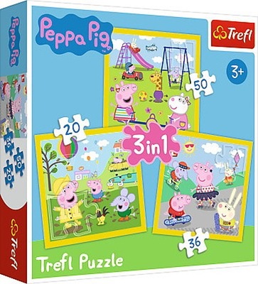 Puzzle 3w1 - Świnka Peppa - Wesoły dzień Peppy /Tr