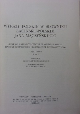 Wyrazy Polskie w Słowniku łacińsko - Polskim