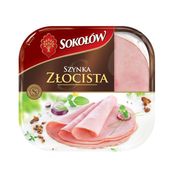 Szynka złocista plastry 148g Sokołów