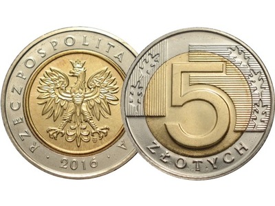 5 złotych 2016 r. stan menniczy z woreczka