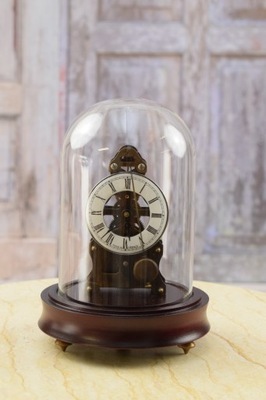 Zegar Kiwacz w Szklanej Kopule - Gięte Szkło - Brąz Made in France