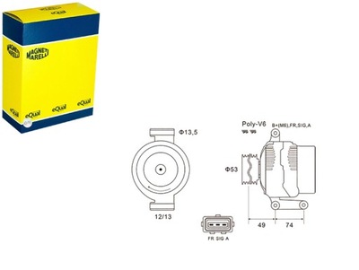 ГЕНЕРАТОР 12V FORD MONDEO III 1.8 2.0 2000-2007 MAGNETI MARELLI