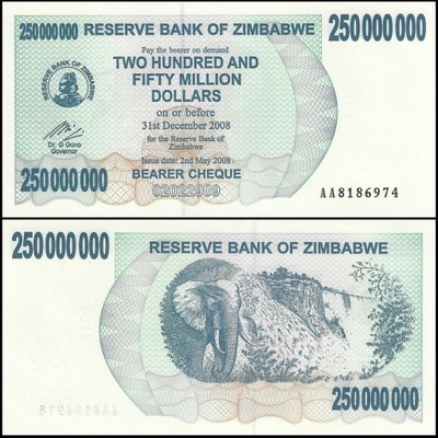 Zimbabwe 2500000000 Dolar 2008 P-59 UNC