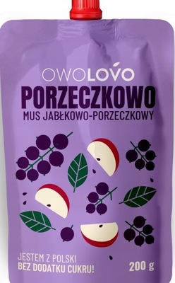 OWOLOVO Mus Owocowy dla Dzieci PORZECZKOWO 200g