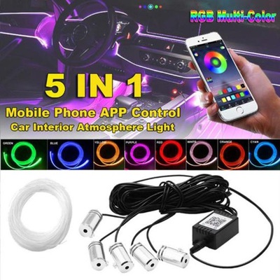 6M CABLE DE FIBRA ÓPTICA RGB DIODO LUMINOSO LED AMBIENT AUTO LUZ FARO  