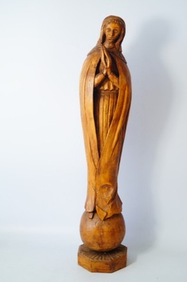 Matka Boska duża drewniana rzeźa figura 74,5 cm