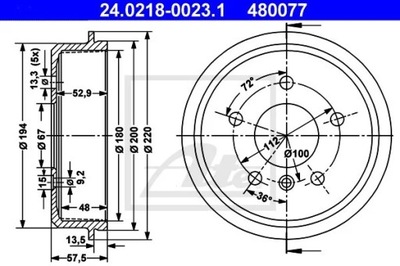 24.0218-0023.1 БАРАБАН HAM.MERCEDES A W168 97-